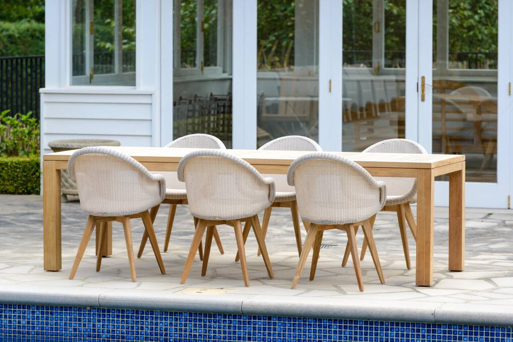 Style: "For outdoor living we have noticed a lot of people now mixing our loom furniture in softer colours along with our Cotswold Teak". Photo: Supplied.