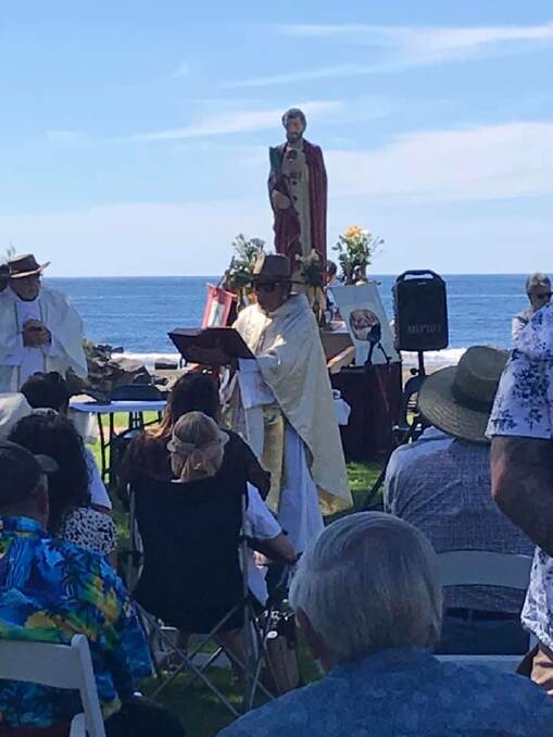 Blessing: A mid-morning mass on the wharf will be followed by the blessing ceremony on the water with Father Michael blessing each vessel. Photos: Supplied