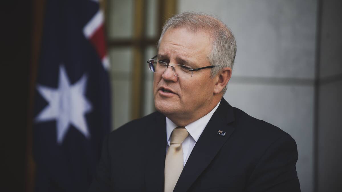Roadmap: Prime Minister Scott Morrison unveiled the path back to normality on Friday, but community sport remains a fair way off. Photo: Dion Georgopoulos.