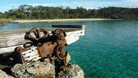 The historic Bawley Point Gantry was washed away during the June 2016 east coast low. Image: Karen Williams. 