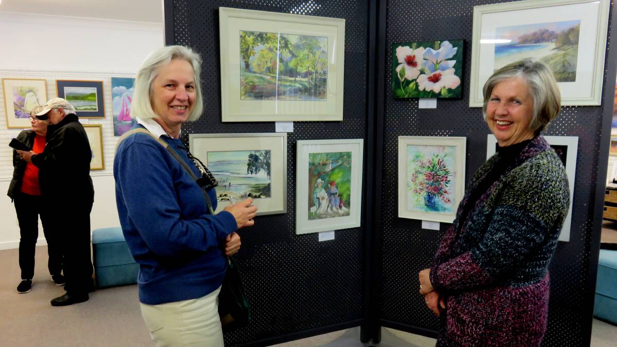 CULTURE: Mechelina Flynn and Julie Booler at the opening of the Millhouse Spring Exhibition. Photo: supplied. 
