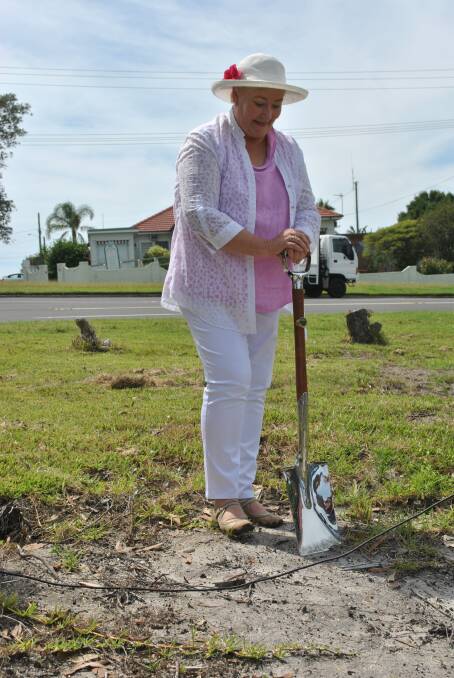Federal MP for Gilmore Ann Sudmalis turns the first sod at the Jindelara Respite Cottage in Ulladulla. 