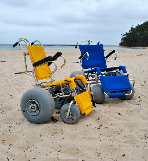 BEACH TIME: Shoalhaven City Council has purchased new beach wheelchairs for beaches across the region including Mollymook Beach Surf Lifesaving Club and  Lake Tabourie Holiday Haven Park to provide equal access.