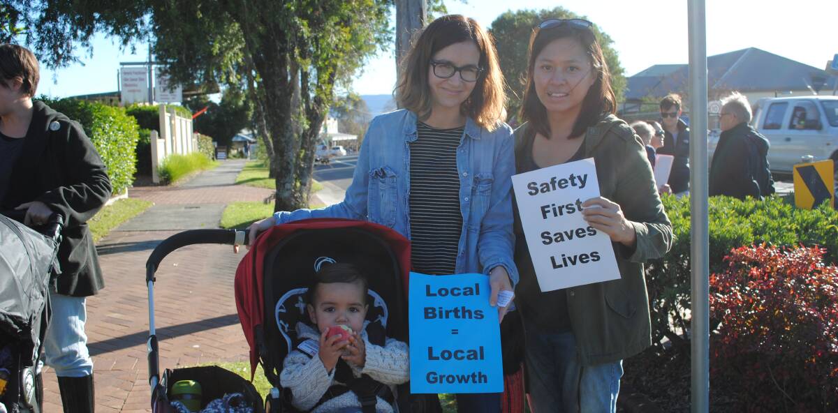 COMMUNITY ADVOCATES: Harry and Anna Hales of Ulladulla and Linda Sanixay of Manyana at a community rally to save maternity services.