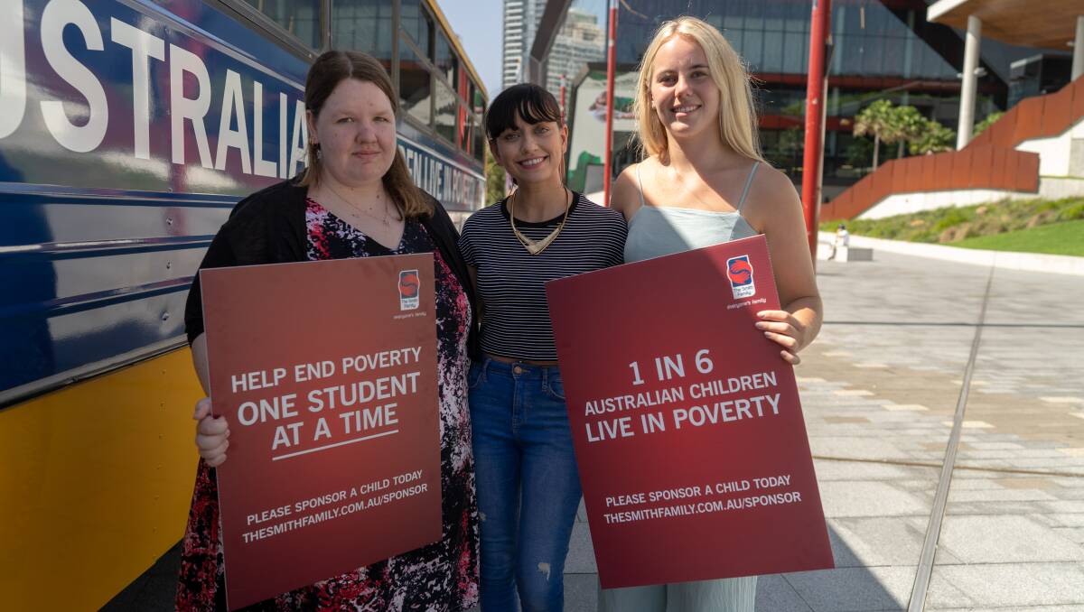 BACK TO SCHOOL APPEAL: Former The Smith Family sponsorship students Melissa Woods and Maha Wilson with Year 12 graduate Natalia Hogan.