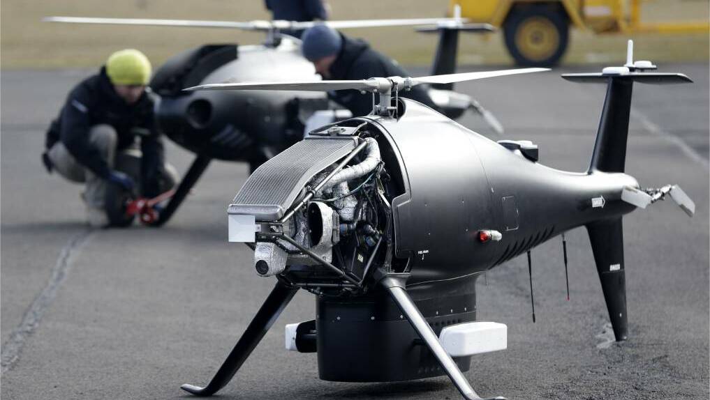 A Schiebel S-100 Camcopter similar to this crashed on the Beecroft Weapons Range near Jervis Bay on Monday morning causing a bushfire.
