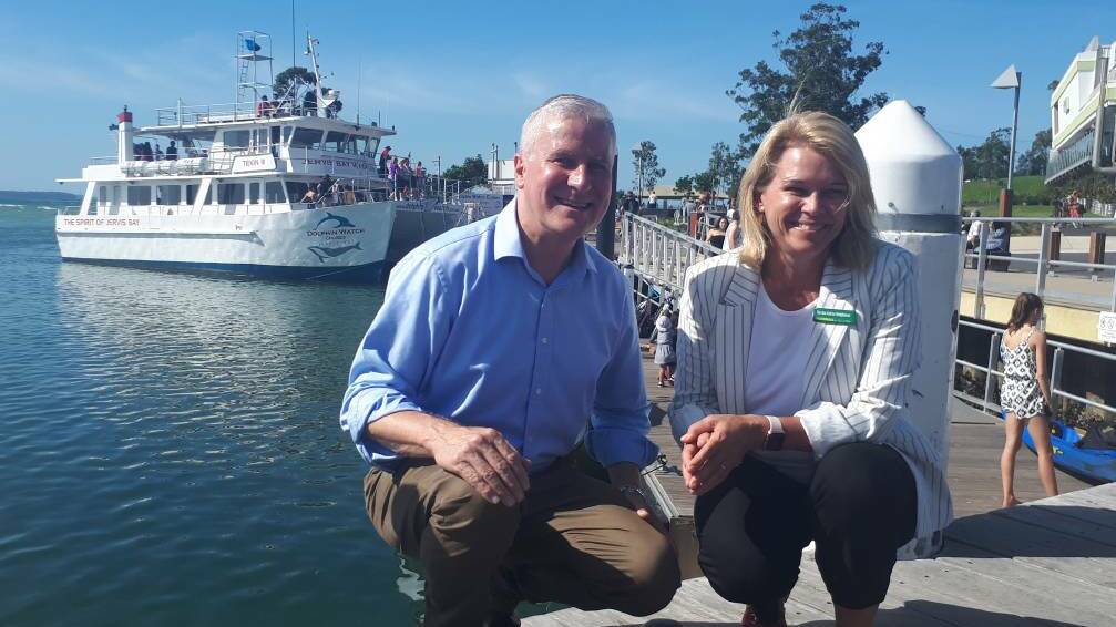  Deputy PM and Nationals Leader Michael McCormack on the campaign trail with Nats Gilmore candidate Katrina Hodgkinson at Huskisson Wharf, in Jervis Bay. 