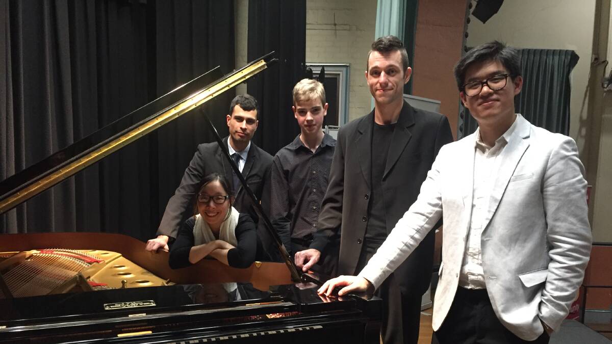 Section 426 Piano Championship: Tina Zhang finalist, Gareth
Szakos finalist, Luke Bowen in third place, Arthur Bowcher second place and Sutthi
Sutontanyakorn in first place. Photo: supplied. 