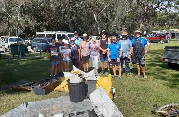 Lake Conjola Clean Up Organiser Rod Sydenham with some of the clean-up crew, who picked up a massive 606kg worth of rubbish from around the lake and beach foreshores.
