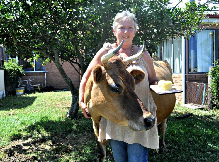PADDOCK TO PLATE: Vanessa Joyce-Briggs with six-year-old Lovey who she hand reared. The Milton resident milks Lovey everyday and makes her own cheese and butter. 