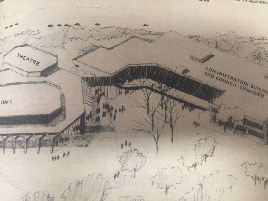 WHAT COULD'VE BEEN: An artist's impression of what the new auditorium would've looked like. It was designed to hold around 1000 people and included a 350-400 seat theatre. It would have been built near the new council chambers in Graham Street. 