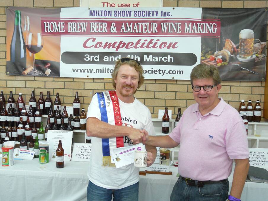 BEST BEER: Champion Beer section winner David Ardron with John Hozack at the 2017 Home Brew Beer and Amateur Winemaking Competition. Entries are open for this year's show. 