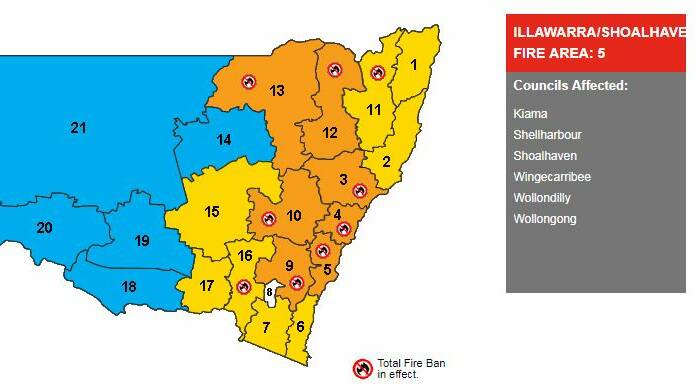 A total fire ban will be in place on Wednesday, February 14. 