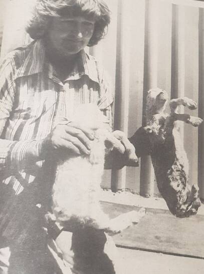 LOSS: Goat farmer Elsie Whyatt first experienced problems with her flock after nearby paddocks were sprayed. She's pictured with dead kids. Photo: Shoalhaven Historical Society. 