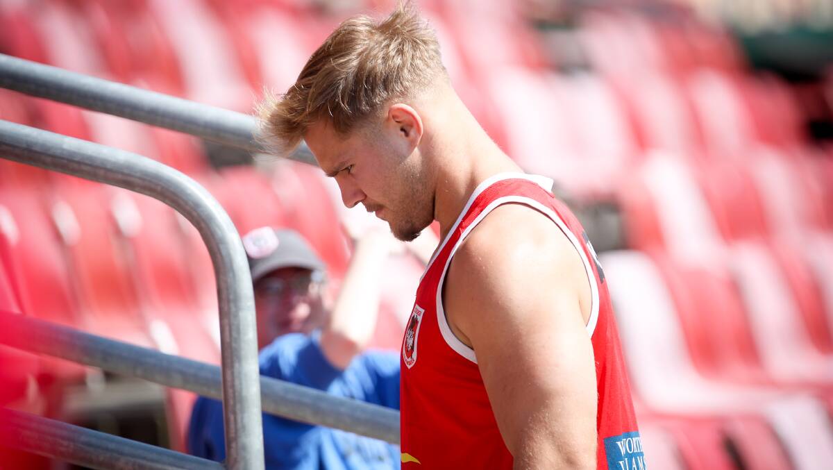 Jack de Belin pictured at training before he was stood down due to sexual assault charges against him. Picture: Adam McLean.