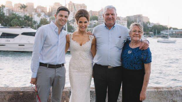 Happier times: Peter Low, second from right, two weeks before his death, at his daughter's wedding with his son Rien, daughter Brooke and wife Jenny.  Photo: Supplied
