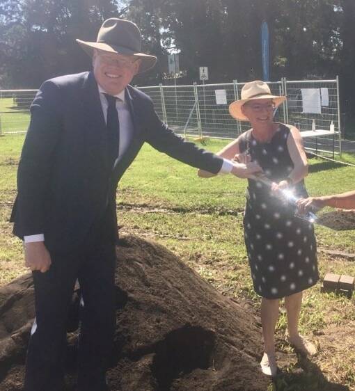 Kiama MP Gareth Ward and Shoalhaven Mayor Amanda Findley, pictured here at the first sod-turning of the Rotary play park at Berry, have very different visions of how the future Shoalhaven Hospital should look.