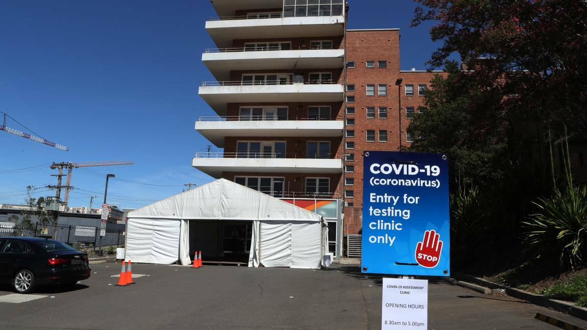 The entrance area to the Covid 19 testing clinic at Wollongong Hospital on March 18, 2020. Picture: Robert Peet