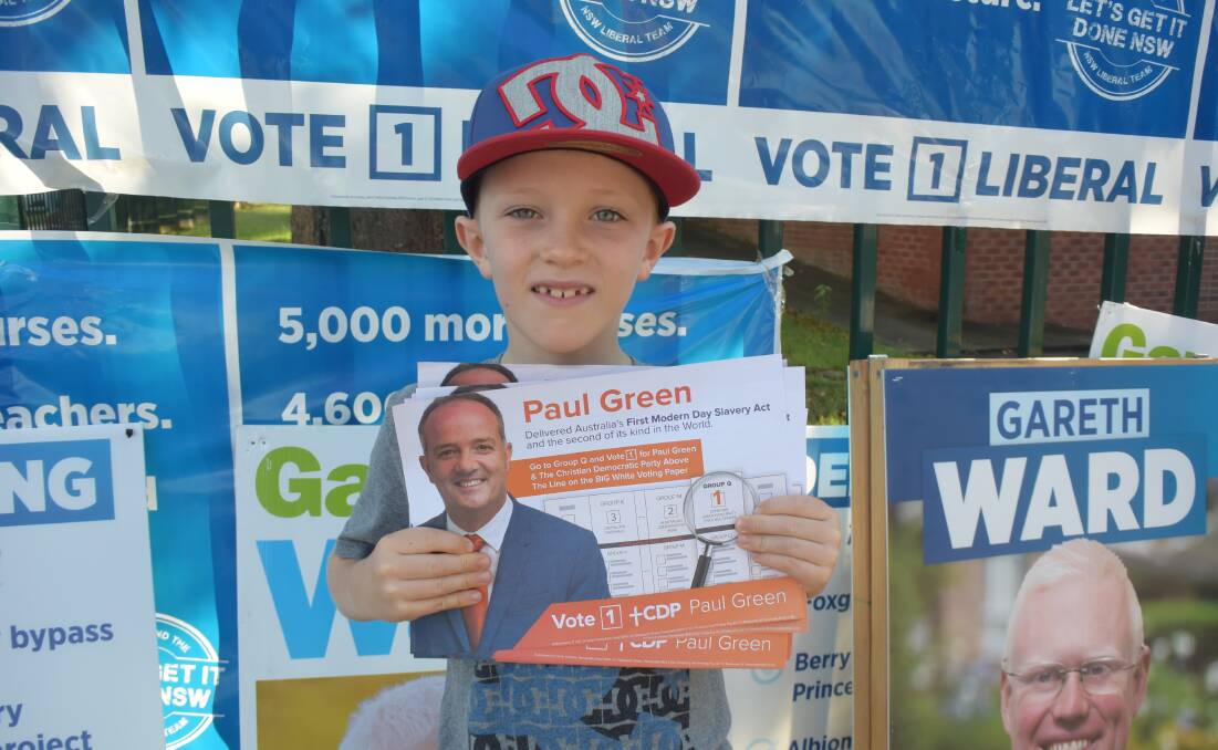 Young Rylee Williams in Nowra is an early starter to the election process.
