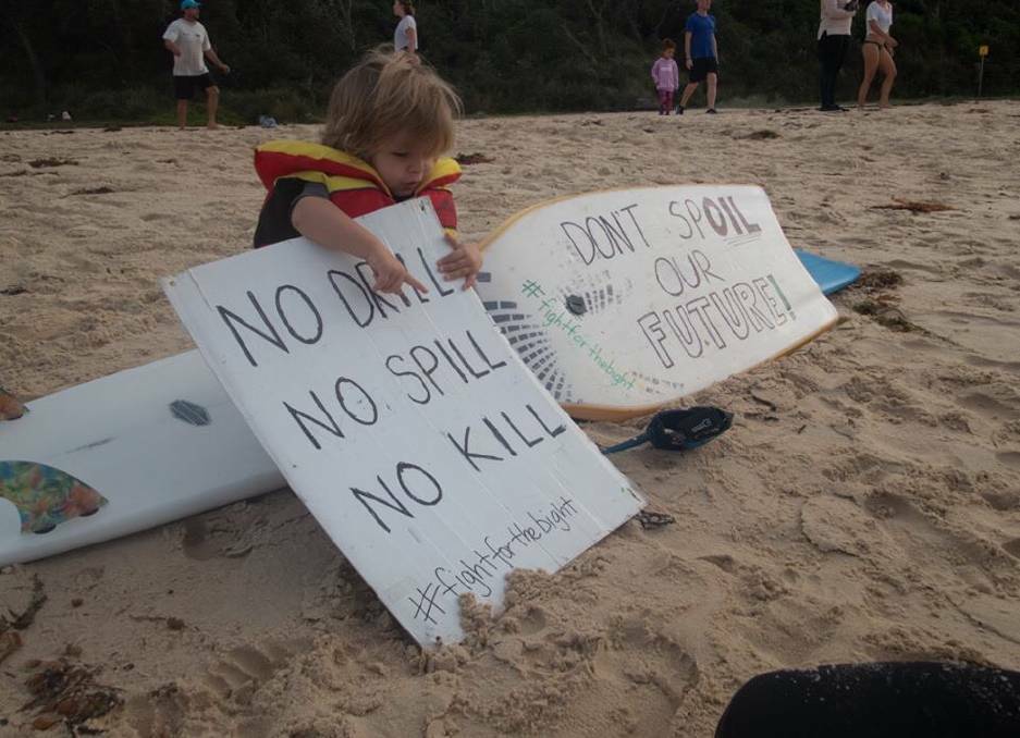A diminutive protestor in Mollymook earlier this year.