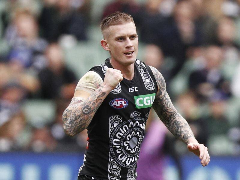 Dayne Beams is seen during happy times for Collingwood before his AFL retirement.