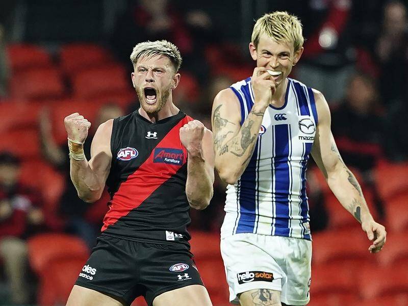 Jayden Laverde was among six Essendon goal scorers as the Bombers beat North Melbourne by 14 points.
