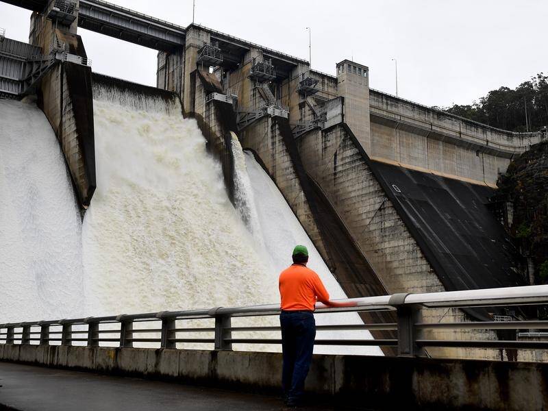 Warragamba dam - already at 99 per cent capacity - is expected to spill as NSW faces a wet weekend. (Dan Himbrechts/AAP PHOTOS)