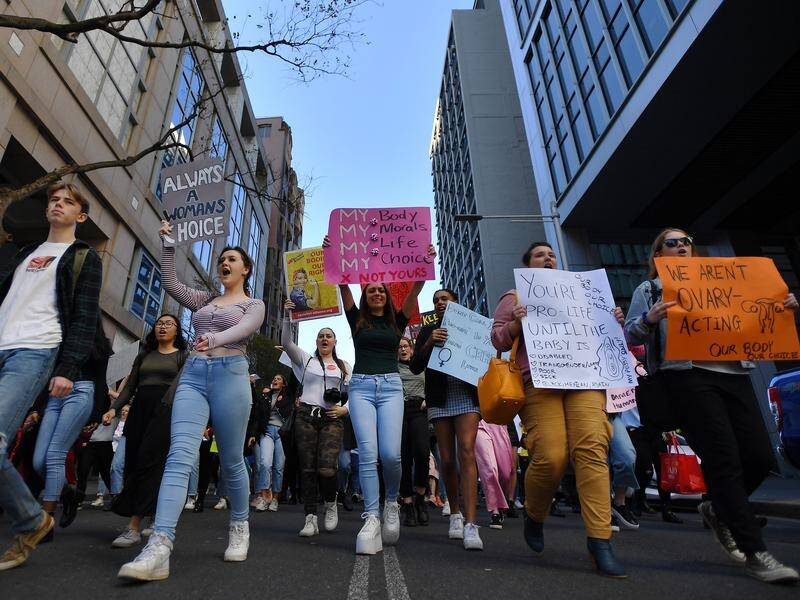 Protesters have marched in Sydney against abortion laws in the United States and NSW.