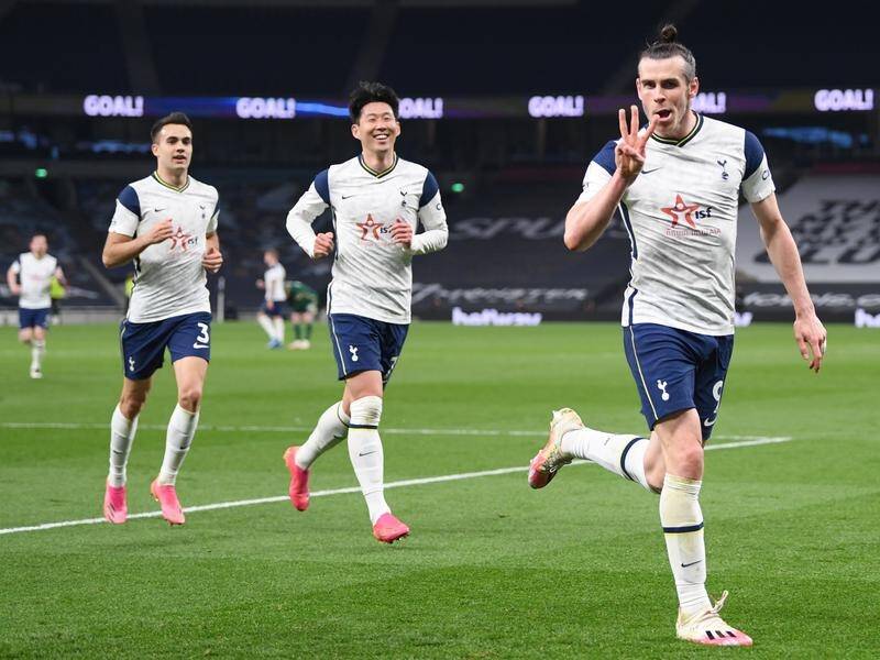Gareth Bale marks his Spurs hat-trick against Sheffield United with a three-fingered salute