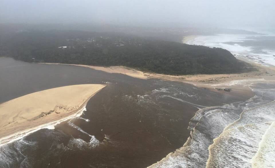 FROM THE AIR: The South Coast Lifesaver 23 helicopter has captured some great images of the flooding at Lake Conjola.