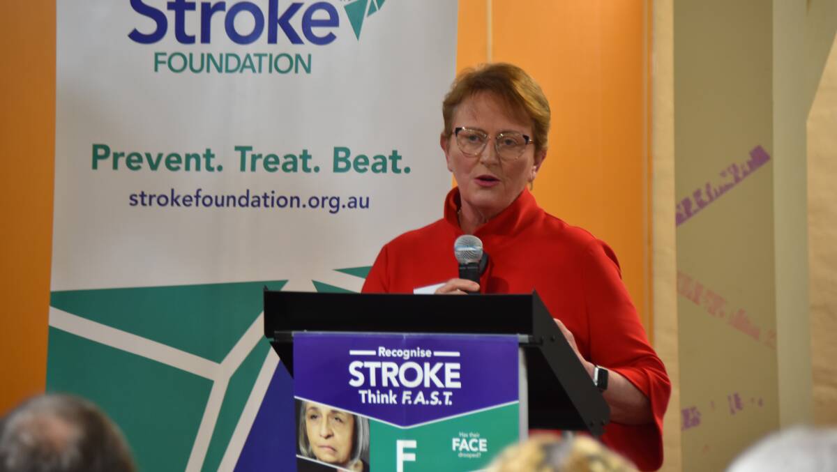 ISLHD chief executive Margot Mains speaking at the Nowra Showground during national stroke week.