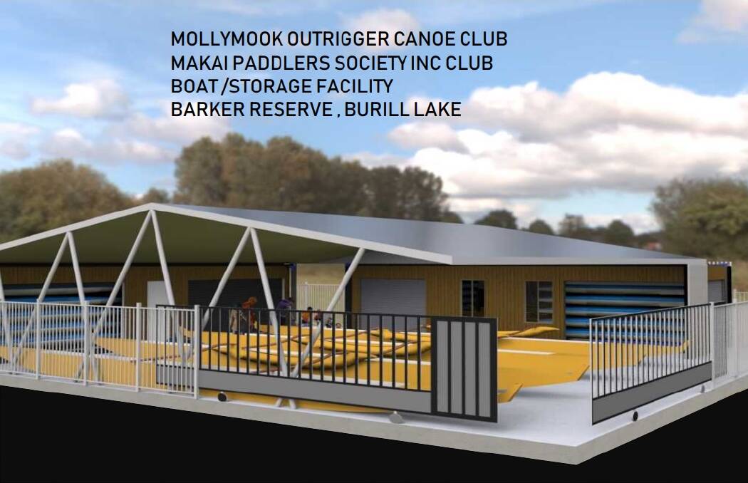 A visulisation of the boat shed which was proposed for Barker Reserve. 