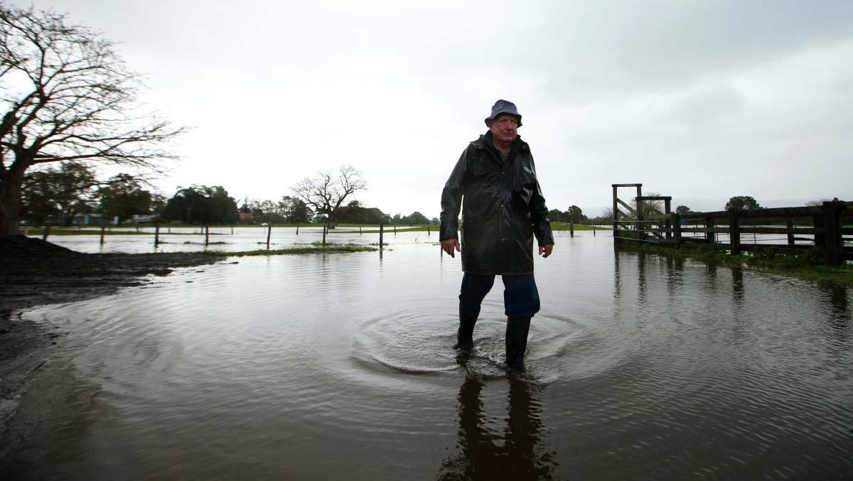 Bruce Coulthart at his flooded Terara property. Photo: Sylvia Liber