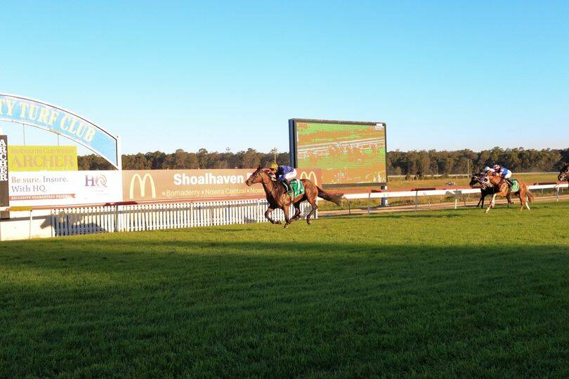 Race Seven, the Get Well Tricky Maiden Plate was a great way to cap off a successful event off and on the track. Photo: Shoalhaven Turf Club