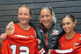  Makayla Mcfayden, Chey Hatch and Bianca Jones are ready for tomorrow's Tarsha Gale Cup grand final. Picture supplied 