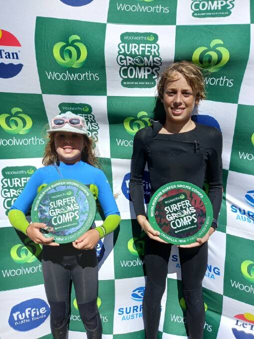 Everly Morgan and Jett Bradley finished on top of their division when the Woolworths Surfer Groms Comp Series, in challenging conditions at North Cronulla Beach, wrapped up in the weekend. Picture supplied