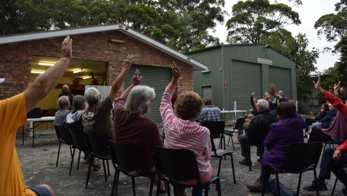 Tabourie residents put up their hands to say not to Transport NSW's preferred bypass option.