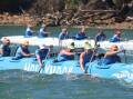 OC6 Open Women Unlimited Long Course crew in action at State titles, Shoal Bay. Picture supplied 