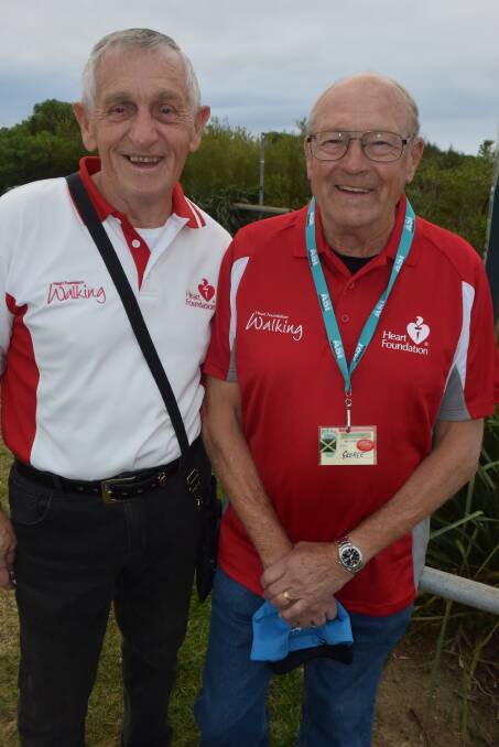 Tony and George proudly wear their Heart Foundation tops.