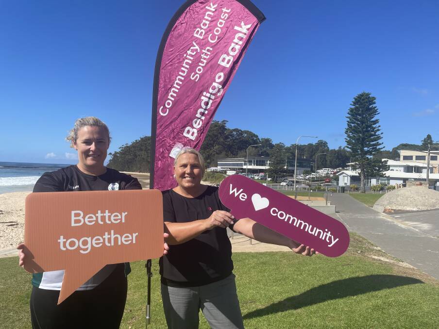 Netball association committee member Courtney Flint and Community Bank South Coast Branch Manager Caroline Boland are looking forward to the Emerald Ball.