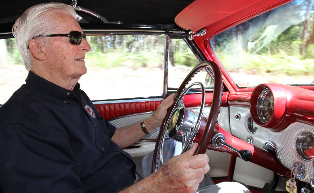 Jim Casey takes his Buick Skylark convertible for a spin.
