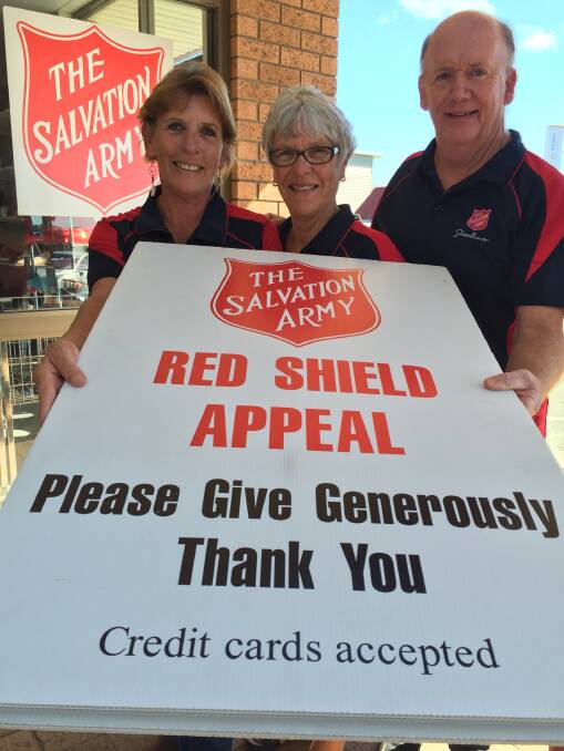 Linda Salafia, Robyn Felton and Stephen Dunn hope you will support the Red Shield Appeal by donating or volunteering.